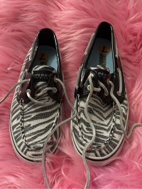 Sperry Zebra Sequin Deck Shoes in Black & White